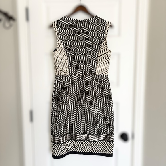 J. CREW  Geometric Panel Shift Dress | Black • Cream | Size 8 - Picture 4 of 8